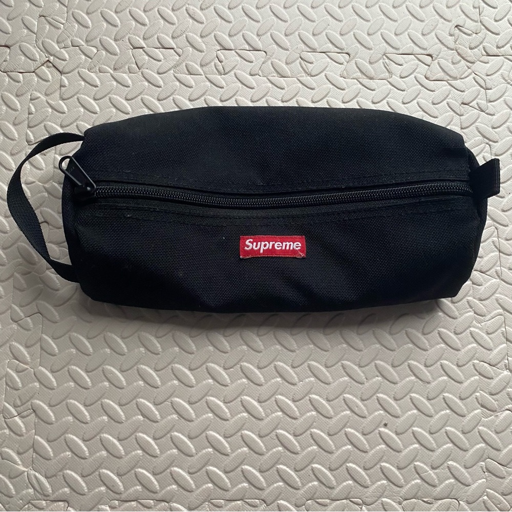 Supreme Black Toiletry Bag with Red Logo